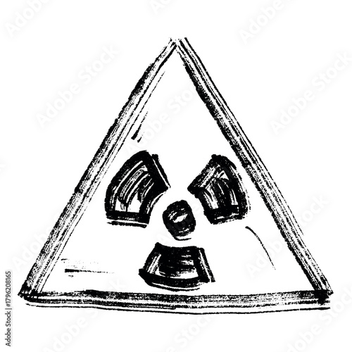 Hand drawn radiation sign Nuclear radiation hazard symbol Radioactive danger warning sign clipart in doodle style Nuclear safety Radioactive waste Single element for print, web, design, decor