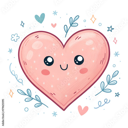 Cute Doodle Heart Illustration PNG Background