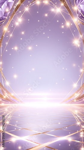 Abstract purple and gold light and shadow, Jewelry and diamond, Korean KPop style, wallpaper background illustration poster