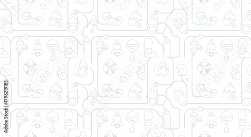 Delicate and minimalist baby-themed seamless pattern, perfect for backgrounds and creative
