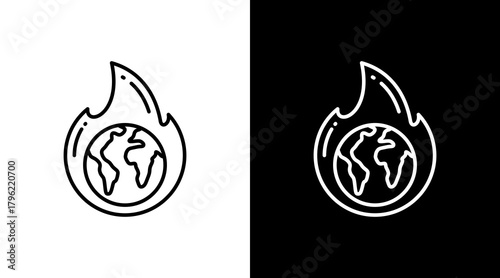 Global Warming White Icon Set Design