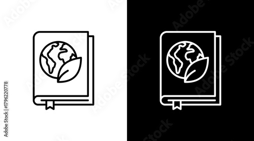 Earth Book White Icon Set Design
