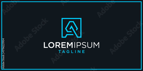 AF FA Square Line Logo Design