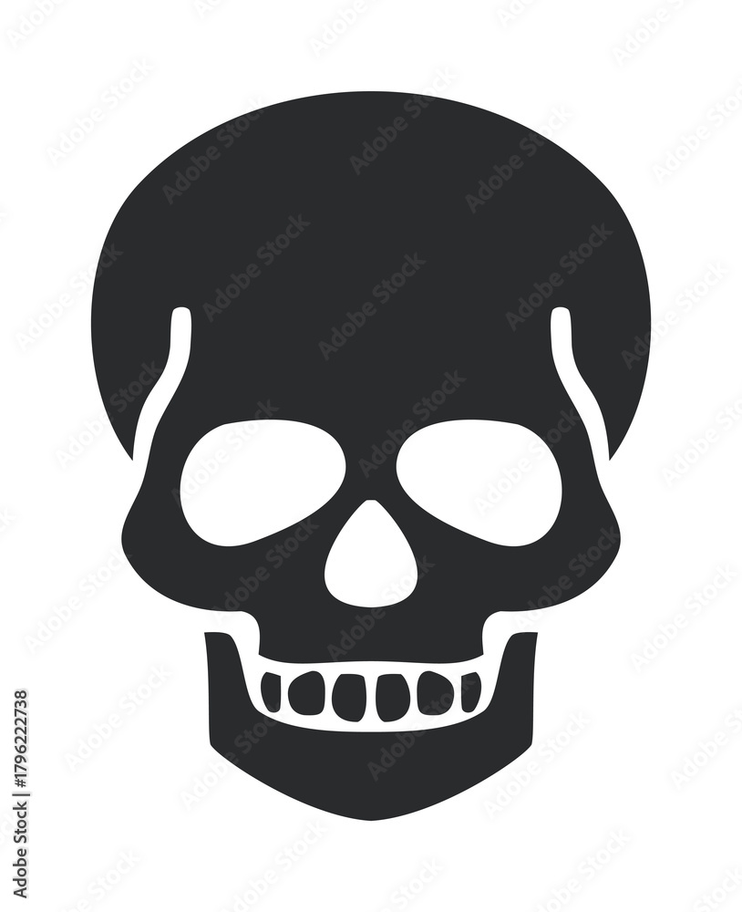 Fototapeta premium Skull vector bold black silhouette with stylized teeth and eye sockets — stock vector