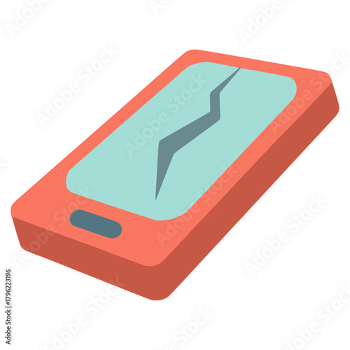 Broken phone technology flat color vector illustration template design