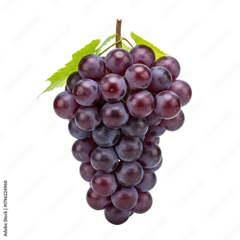 Fototapeta premium Organic Grapes Cluster Isolated on Transparent Background for Layouts