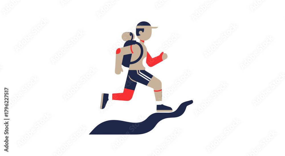 Fototapeta premium Adventurous Hiker Trailblazing Through Nature's Course With Backpack and Sporting Attire