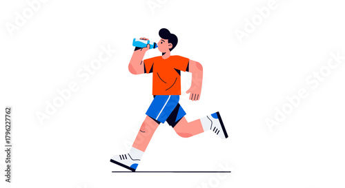 Animated Runner Hydrating During Exercise for a Healthy and Active Lifestyle