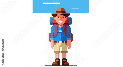 Adventurous Traveler Depicted With Backpack, Ready For Exciting Exploration Journey