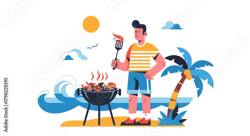 Barbecue Beach Vibes: A Relaxing Summer Day Filled With Delicious Food On A Sunny Beach
