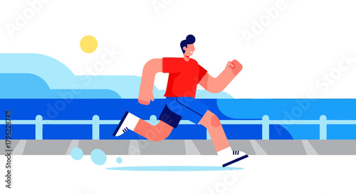 Animated Athlete Running At Night, Enjoying An Energetic Training Session