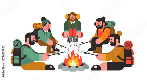 Campfire Companions Gathering Under the Stars and Roasting Marshmallows Together
