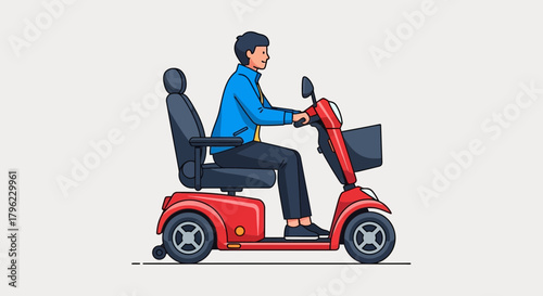 Vibrant illustration of a person on a modern mobility scooter, symbolizing independence and accessibility, perfect for celebrating International Day of Persons with Disabilities