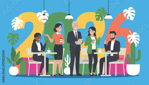 Diverse business team meeting for 2026 planning and success