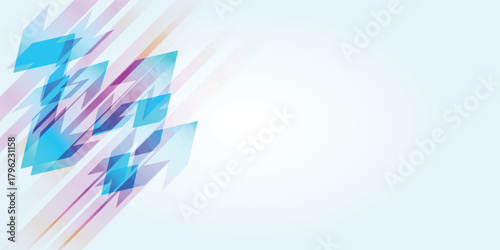 Abstract background with a dynamic composition of blue and purple arrows pointing upwards, suggesting growth and movement.
