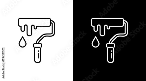 Paint Roller  White Icon Set Design