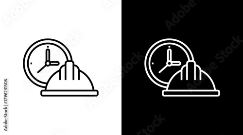 Working Hours  White Icon Set Design