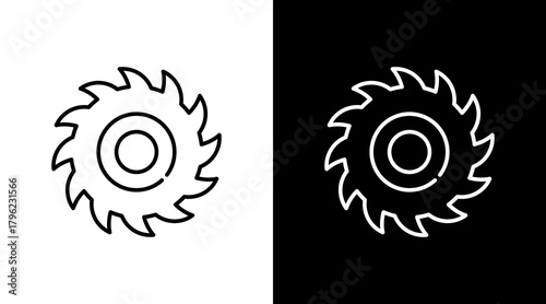 Saw Blade  White Icon Set Design