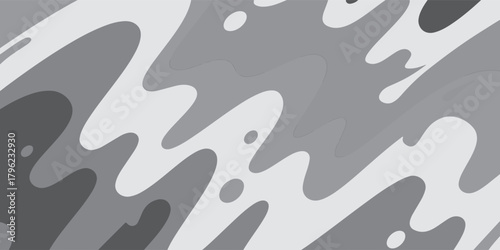 Abstract grayscale background with fluid, wavy camouflage-like shapes and spots.