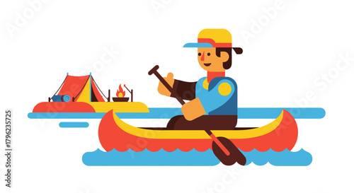 Camping Adventure: Paddling Canoes And Enjoying Campfires Under The Night Sky