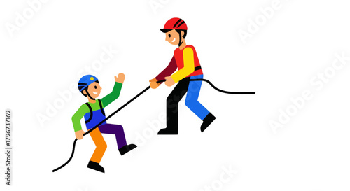 Cartoon Climbing Duo: Friendship, Determination, And Adventure All In Colorful Style