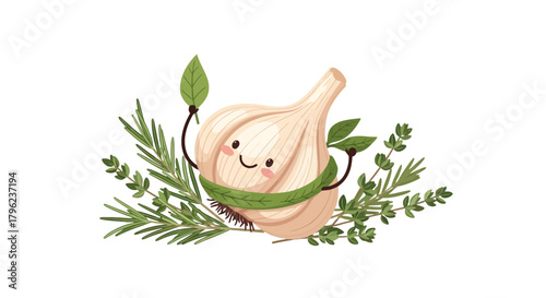 Charming Garlic Embossed With Herbs: A Visual Delight For Culinary And Natural Themes
