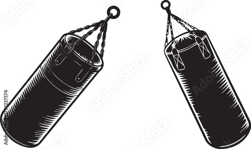 Vintage punch bag for boxing and fitness equipment workout training sport club