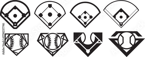 Home field baseball emblem on diamond shape element summer league team graphic