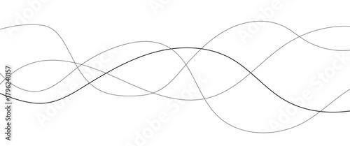 Technology abstract lines on white background. Undulate Grey Wave Swirl, frequency sound wave, twisted curve lines with blend effect