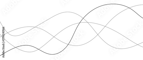 Technology abstract lines on white background. Undulate Grey Wave Swirl, frequency sound wave, twisted curve lines with blend effect