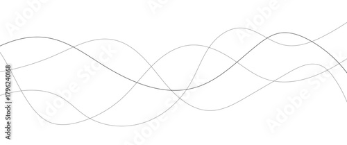 Technology abstract lines on white background. Undulate Grey Wave Swirl, frequency sound wave, twisted curve lines with blend effect