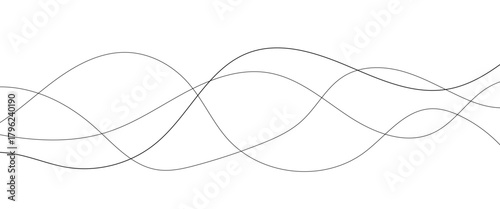 Technology abstract lines on white background. Undulate Grey Wave Swirl, frequency sound wave, twisted curve lines with blend effect