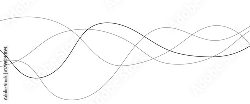Technology abstract lines on white background. Undulate Grey Wave Swirl, frequency sound wave, twisted curve lines with blend effect