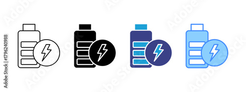 Energy icon set multiple style collection