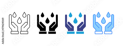 Save Water  icon set multiple style collection