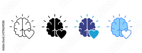 Mental Health icon set multiple style collection