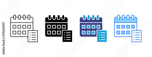 Scheduling icon set multiple style collection