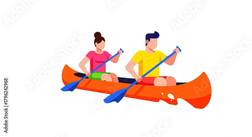 Couple Kayaking Together on a Black Background Creating a Relaxing Impression