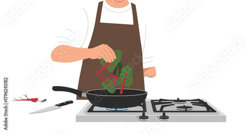 Chef Preparing Fresh Vegetables And Ingredients For Delicious Home Cooking