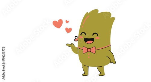 Cute Cartoon Character with Hearts Illustrating Affection and Sending Kisses Lovingly