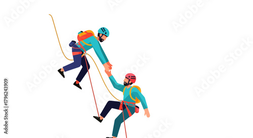 Climbers Assisting, Reaching Out, Helping Each Other to Reach Higher Destinations