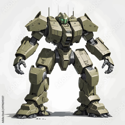 Full Body Cutout of a Gigantic Tactical Mech Unit for Next-Generation Ground Warfare