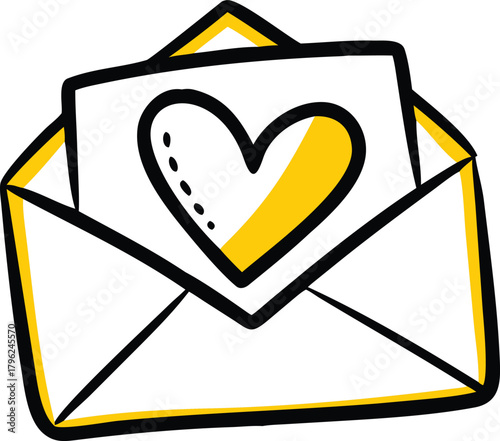 Heart inside an open envelope with a love message symbol