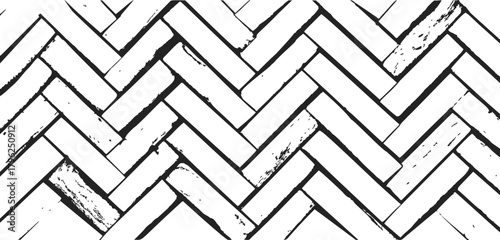 Herringbone pattern, hand drawn sketch, rectangular blocks zigzag arrangement — stock vector