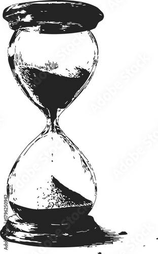 Hourglass sketch hand drawn style with sand flowing, vintage timer concept — stock vector