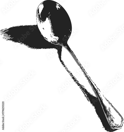 Spoon sketch hand drawn with bold shadow on white background — stock vector