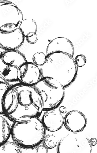 Bubbles sketch hand drawn black and white abstract overlapping circles — stock vector