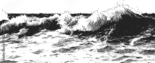 Ocean waves sketch, hand drawn vector, detailed breaking surf and water texture — stock vector