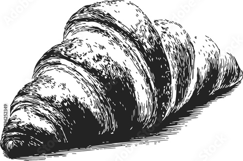 Croissant sketch hand drawn detailed bakery pastry illustration — stock vector