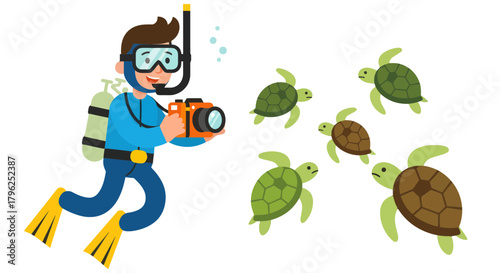 Diver Captures Underwater Moments With Sea Turtles In Their Natural Habitat